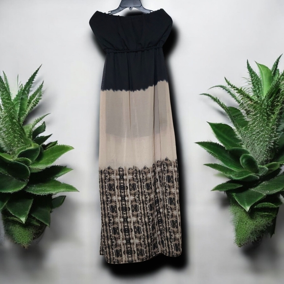 Maurices Black and Tan Strapless Maxi Dress - Picture 2 of 16